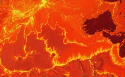 Prompt: top down view of magma and flame