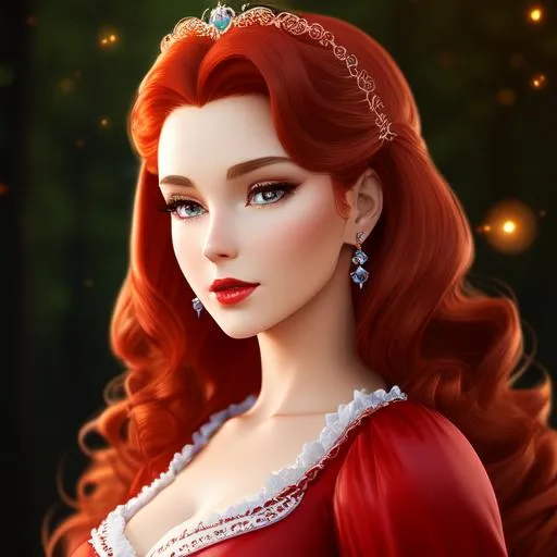 Prompt: beautiful face, beautiful body, beautiful eyes, beautiful hair, smooth textures,CGI. A profoundly fair demure redhead maid dressed conservatively in dull brown maid gown.
Fantasy, stylized, elegant feminine clothing, red gloss lips, rosy cheeks, mystical vibe.is a digital painting with vibrant colors and exceptional detail, created using 3DS Max, AppGameKit, and Behance HD.




