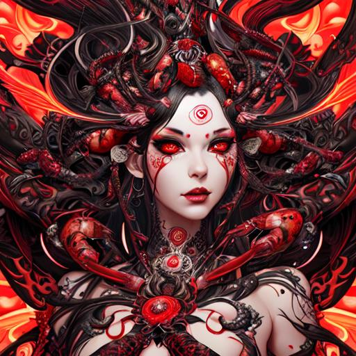 Beautiful chaos goddess covered in arrows with detai... | OpenArt