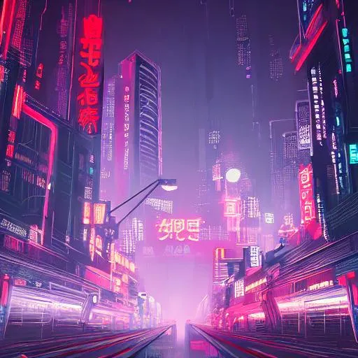 Prompt: oil on matte canvas, sharp details, shanghai skyline cyberpunk neon aesthetic night, intricate, highly detailed, digital painting, rich color, smooth, sharp focus, illustration, Unreal Engine 5, 8K