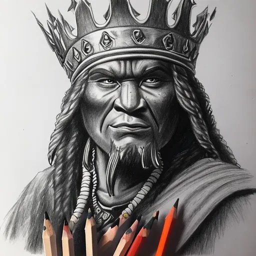 Prompt: Easy pencil drawing without detailing tribal king