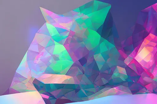 Prompt: color sketch with vanishing point perspective minimalistic sharp straight edges and smooth shaded abstract cubism style, a bismuth crystal, a light off screen on the left.