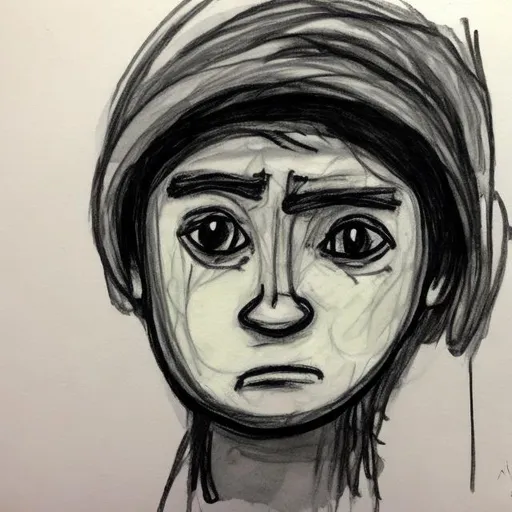 sad face drawing realistic