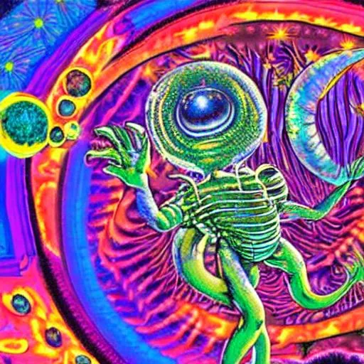 Prompt: Psychedelic aliens from outer space 
