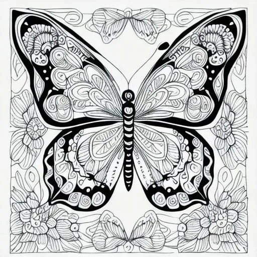 Black and white coloring page of butterflies | OpenArt