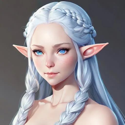 portrait of a beautiful elf girl, braided white silv... | OpenArt