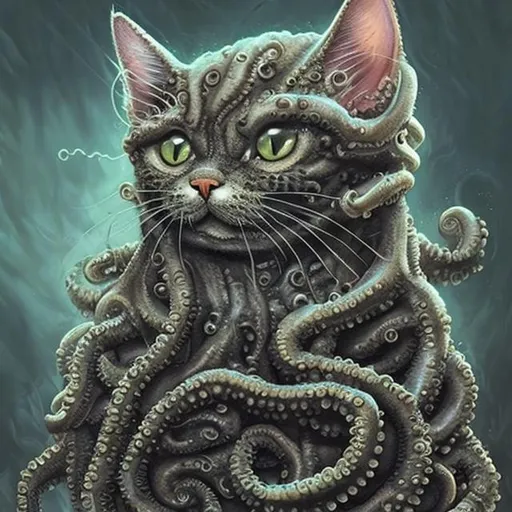 Prompt: Hyper realistic lovecraftian horror cat