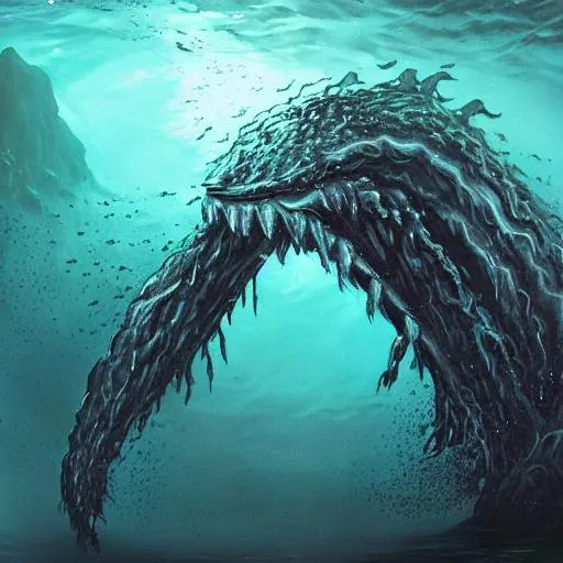 giant amalgamous monster sneaking up from the deep d... | OpenArt