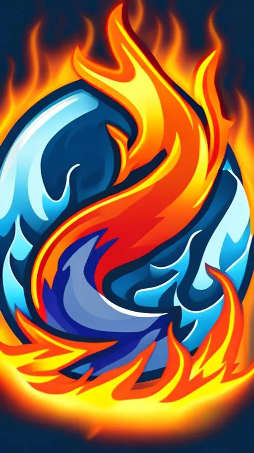 Prompt: Logo, fire, water