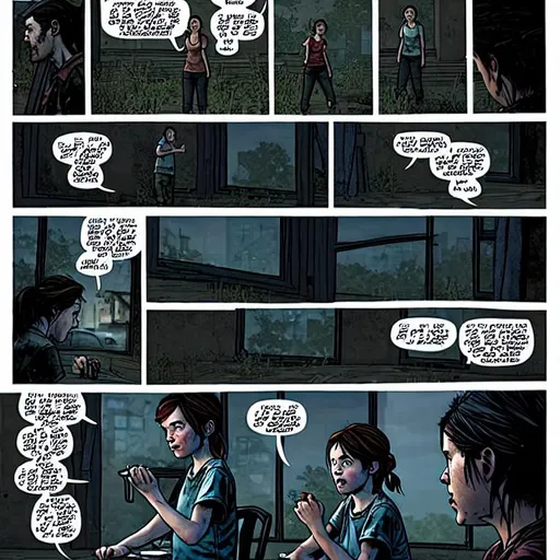 The last of us comics 4k, ellie in DC-style panels