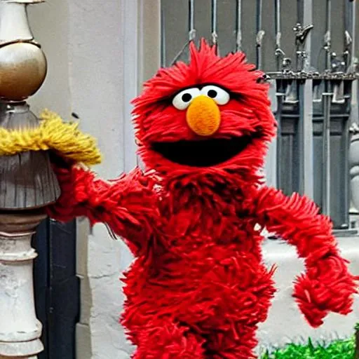 Prompt: Sesame Street's Elmo dressed as a french knight