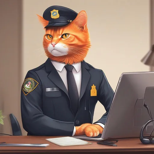Prompt: Orange cat fbi agent