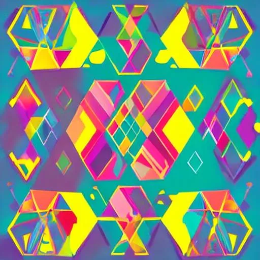 Prompt: Geometric and colourful shapes with text that says ‘Diving Horse’ and ‘Big Sands’