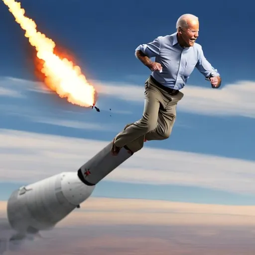 Prompt: Joe Biden Flying On A Missile
