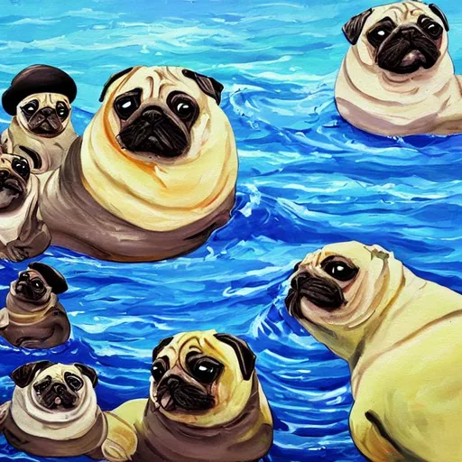 Prompt: pug-like seal, cartoon, oil painting, heavy strokes, masterpiece
