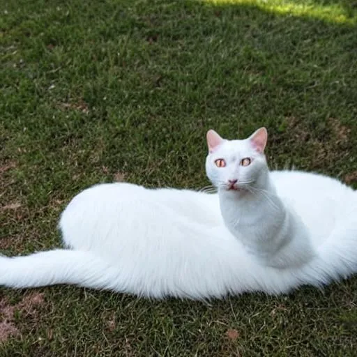 Prompt: a very long white cat