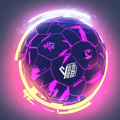 Prompt: a cyberpunk soccer ball for app logo