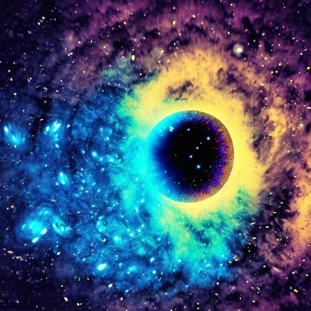 sky with fallen galaxy and meteo theme cyberpunk beautiful color and collipe black and white hole