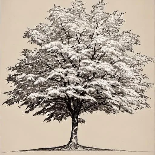 Chalk sketch of maple tree. - Stock Illustration [64020672] - PIXTA