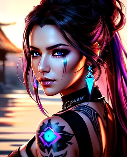 anime girl with headset vibe to music , cyberpunk, steampunk, sci-fi,  fantasy Stock Illustration