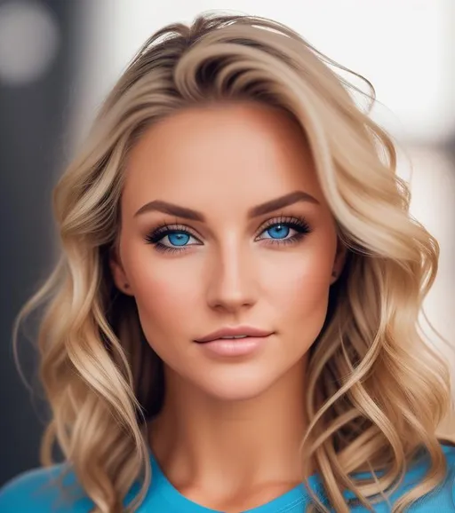 A Beautiful Woman Blonde Messy Hair Blue Eyes Per Openart 4666