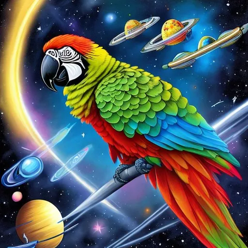 Prompt: parrot in space
