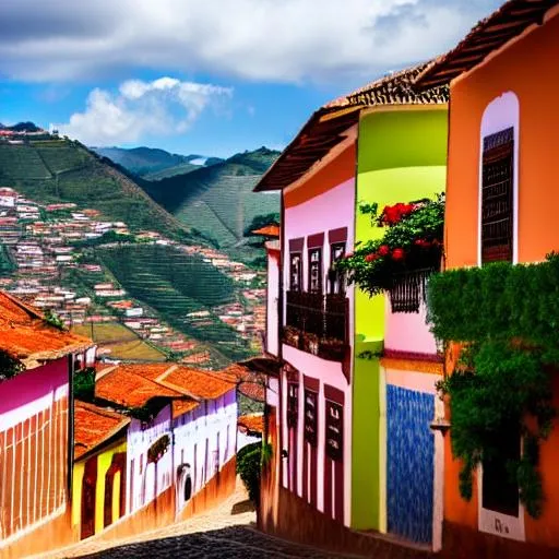 Prompt: Ouro Preto city streets.