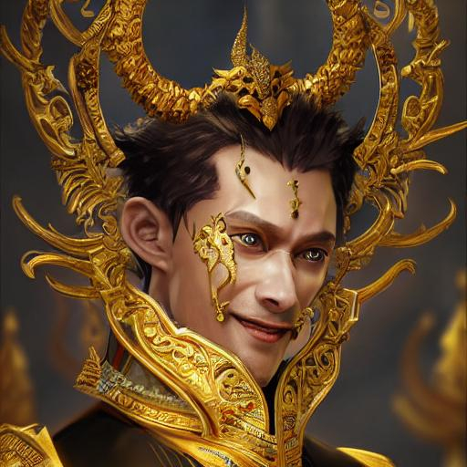 man are smiling and wearing Thai costumes. gold neck... | OpenArt