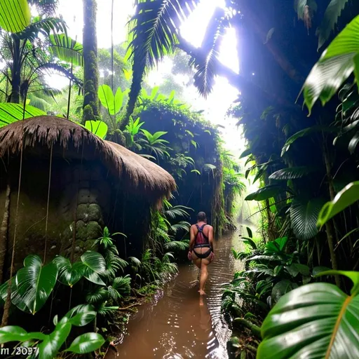 Prompt: Photo realistic of As I ventured into the dense jungle, the heat and humidity wrapped around me like a warm blanket. The scent of damp earth and exotic flora filled my senses, and the chorus of birdcalls and animal cries enveloped me in a symphony of sound. I felt a sense of excitement and adventure like I had never experienced before.