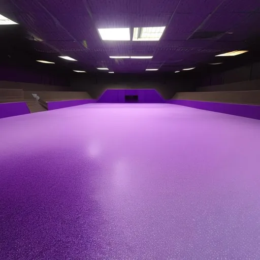 Prompt: A arena in a dimension that the floor is completely purple.