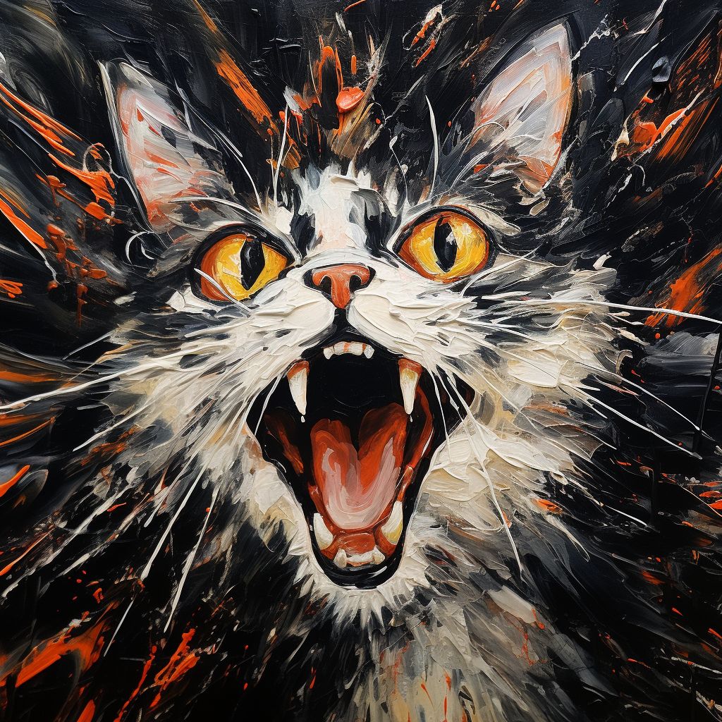 Prompt: scream painting as a cat