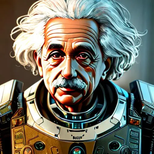 Prompt: create most beautiful photograph of most beautiful fictional, Albert Einstein as robot, royal, futurism, extremely, detailed environment, detailed background, intricate, detailed skin, natural colors , professionally color graded, photorealism, 8k, moody lighting.