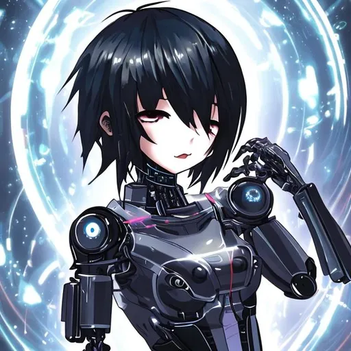 Prompt: emo robot anime cute girl enlightenment embodied
