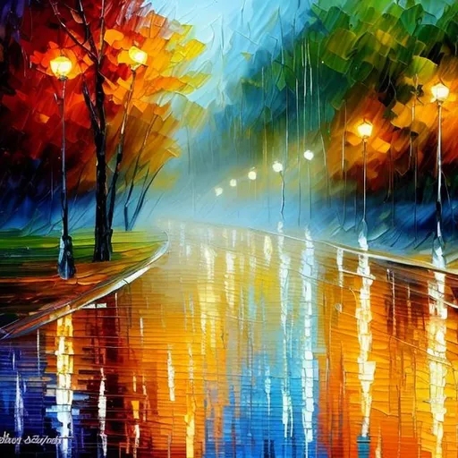 Prompt: Summer rain oil painting