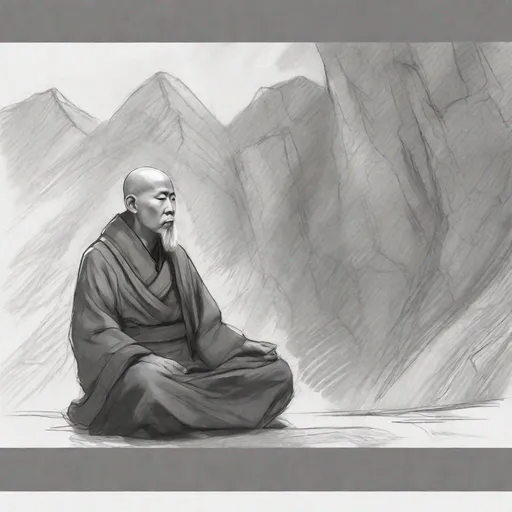 Prompt: a quick sketch of a wise monk