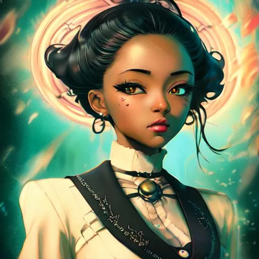 Prompt: anime character, background digital painting, digital illustration, extreme detail, digital art, ultra hd, vintage photography, beautiful, aesthetic, style, hd photography, hyperrealism, extreme long shot, telephoto lens, motion blur, wide angle lens, sweet blissful  black girl, amazing quality, beautiful