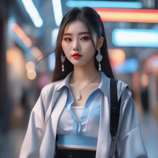 Prompt: Realistic Asian girl full HD 4k wearing y2k clothes