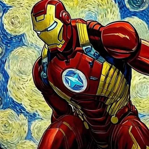 Prompt: A Van Gogh painting of 
Marvel comics' Ironman


