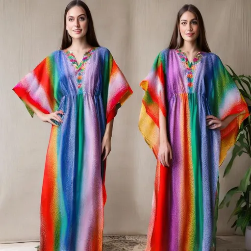 Prompt: Dress with  kaftan rainbow 