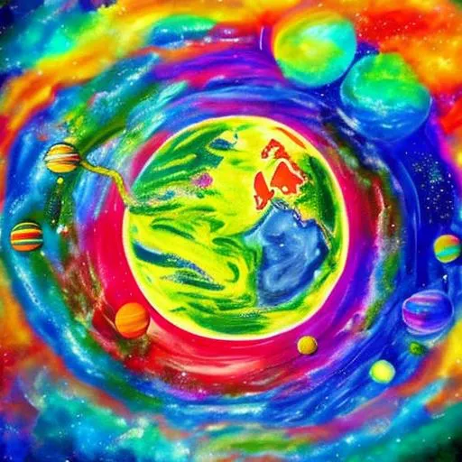 Prompt: colorful planet of hope