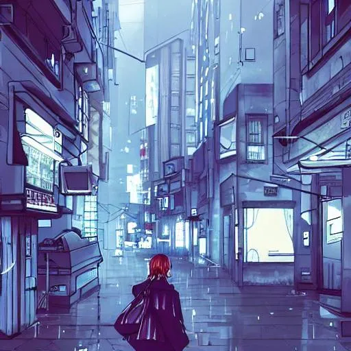 Prompt: Moody city, Aesthetic, Lo-Fi, Anime, Japan, 