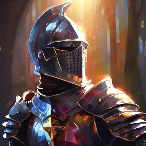 Prompt: "knight wearing armor, in the style of Jordan Grimmer, deviantart, gouache, hyperrealism, lens flare, flickering light, aetherpunk, deep color"