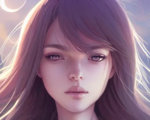 Prompt: Closeup face portrait of a girl, smooth soft skin, big dreamy eyes, beautiful intricate colored hair, symmetrical, anime wide eyes, soft lighting, detailed face, by makoto shinkai, stanley artgerm lau, wlop, rossdraws, concept art, digital painting, looking into camera