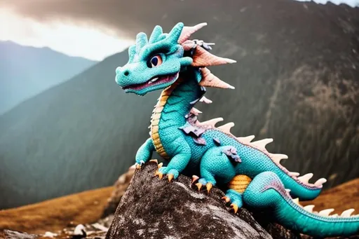 Prompt: Cute dragon exploring the mountains 