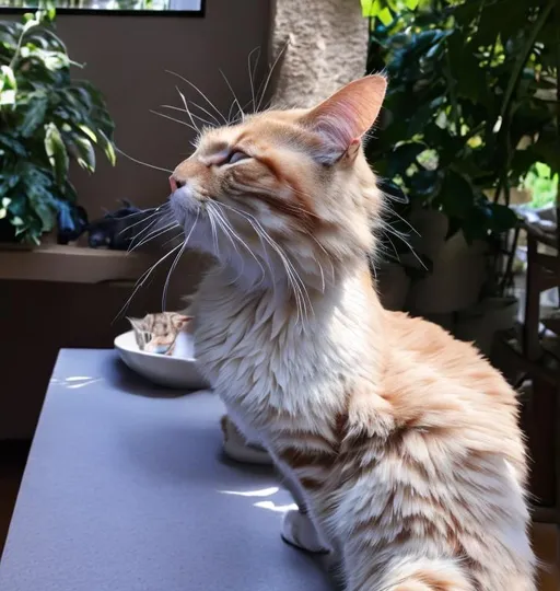 Prompt: A cat sitting on the table 