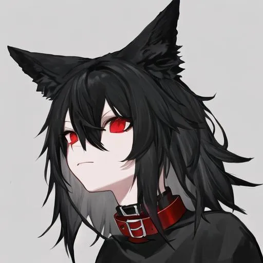 Prompt: black wearing a red collar