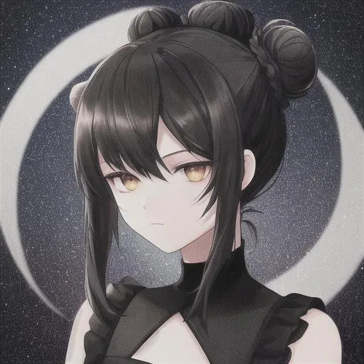 Prompt: an elegant looking black creature with space buns