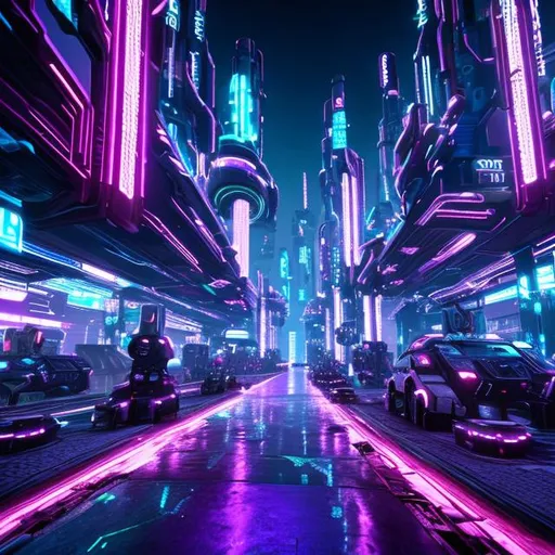 Prompt: A cyber punk city in the year 3000