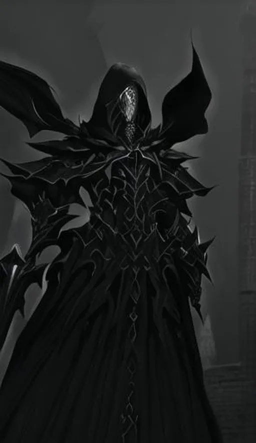 Prompt: a black and white photo a closeup of a single hooded armored cleric man standing on a building in an ancient gothic city, dark fantasy, drawn by Anthony Chong Jones, centered, intricate, elegant, masterpiece, highly detailed, concept art, smooth, sharp focus, character design, gothic, by Shi Zhonggui, art style of marc simonetti, necromancy, intricate depth and detail, character centered on image