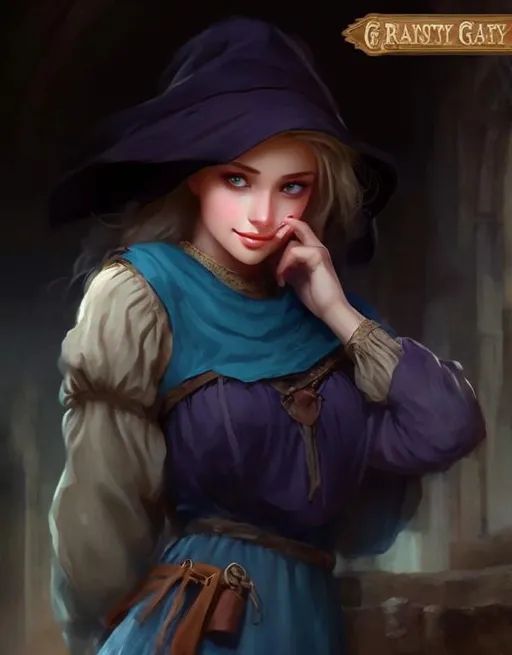 Prompt: fantasy girl medieval peasant blonde beautiful and modestly dressed, simple clothes
romantic painting